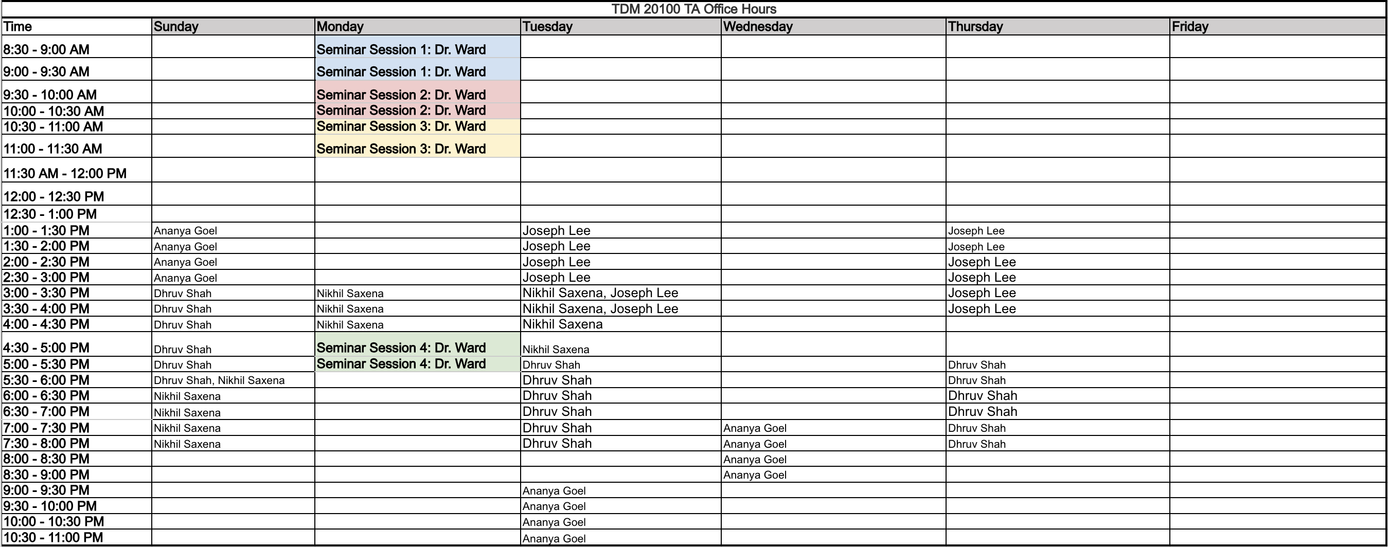 TDM 201 Office Hours